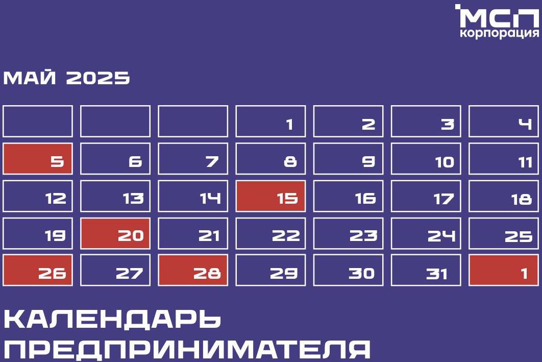 Календарь предпринимателя на май 2025 года.